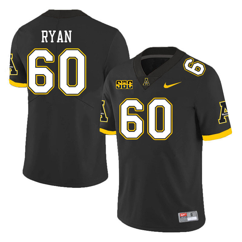 Men #60 Ethan Ryan Appalachian State Mountaineers College Football Jerseys Stitched Sale-Black